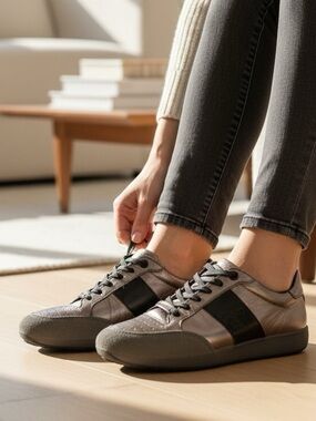 Vintage Burberry Bronze and Gray Athletic Sneakers